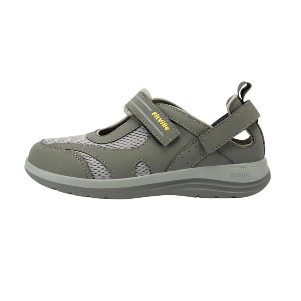 FitVille Mary Jane Sneakers‎ Womens Gray Wide Width Arch Support Walking Shoes